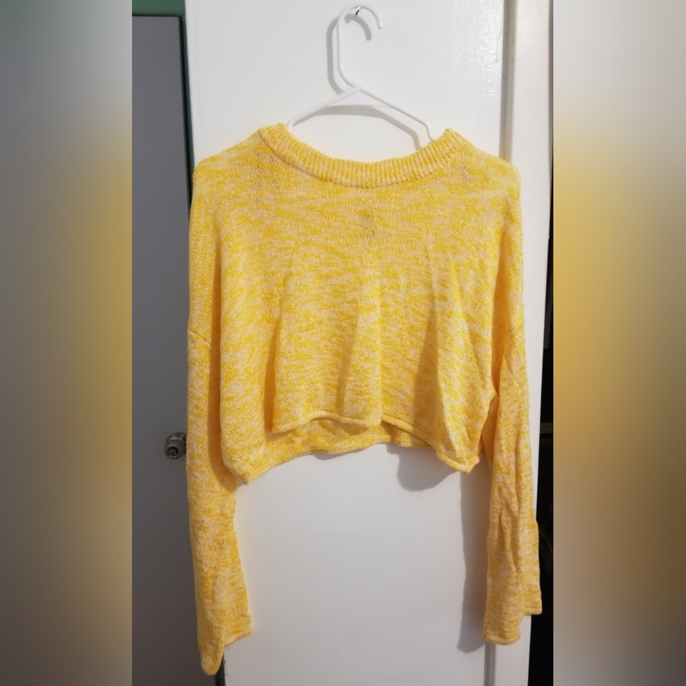 Yellow Knitted Cropped Sweater